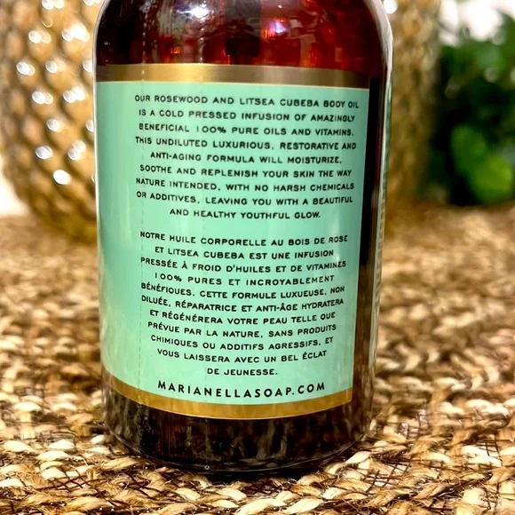 Jaboneria Marianella Rosewood & Litsea Cubeba Body Oil w/Mongongo & Pomegranate - Picture 2 of 4